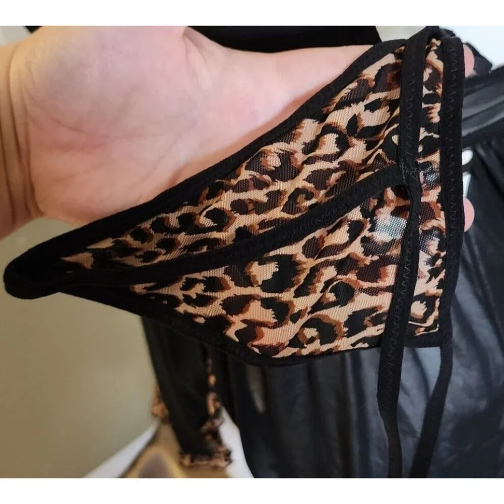 NEW Spree‎ Intimates Women's Lingerie Babydoll Open Top Woth Matching Thong Sz L